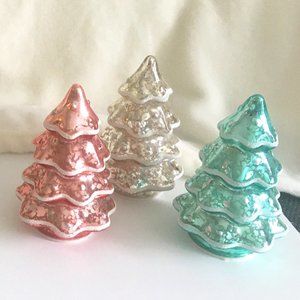 Illuminated Mini Mercury Glass Trees - Pastel